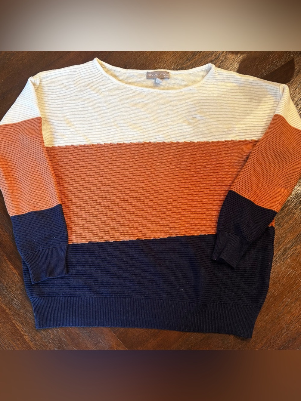 Revolution Colorblock Crewneck Sweater - White, Orange, Navy